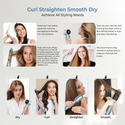 5 in 1 Hot Air Comb Automatic Curling Negative Ion Hair Dryer, Color: Gray US Plug