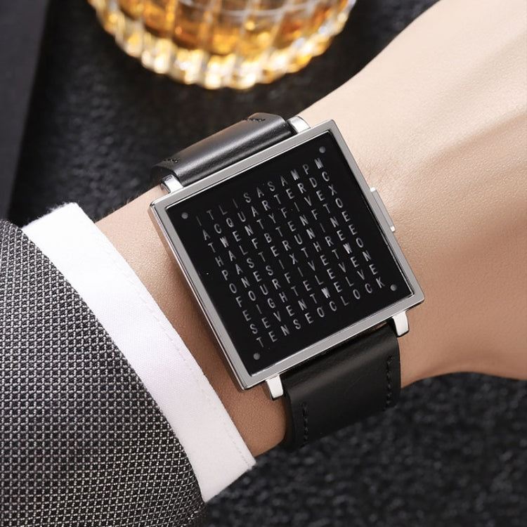 SKMEI Multi-function Letter Display Dial Square Men Electronic Watch, Color: Silver Leather Band - free shipping - PMC TechLife - Order now!