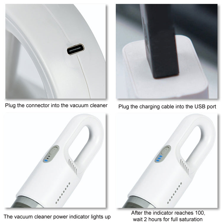 Wireless Car-mounted High-power Suction Handheld Vacuum Cleaner, Color: White 7.4V - Vacuum Cleaner by PMC Jewellery | Online Shopping South Africa | PMC Jewellery | Buy Now Pay Later Mobicred