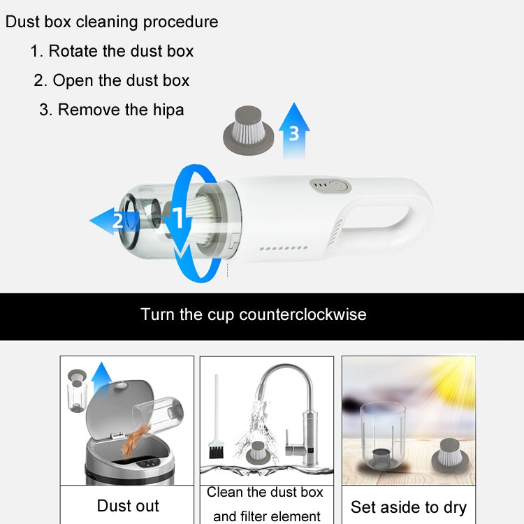 Wireless Car-mounted High-power Suction Handheld Vacuum Cleaner, Color: White 7.4V - Vacuum Cleaner by PMC Jewellery | Online Shopping South Africa | PMC Jewellery | Buy Now Pay Later Mobicred