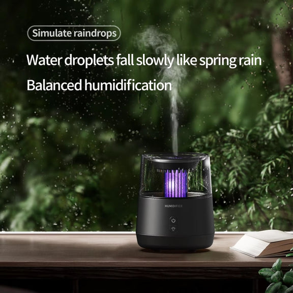 Raindrop Candlelight Aromatherapy Diffuser Air Humidifier with Colorful Lights US Plug Black