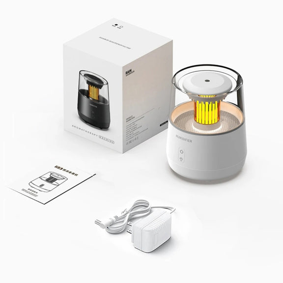 Raindrop Candlelight Aromatherapy Diffuser Air Humidifier with Colorful Lights EU Plug Black