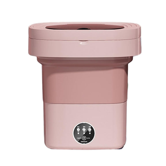 Fully Automatic Mini Foldable Washing Machine With Dehydration Function, Size: EU Plug(Pink)