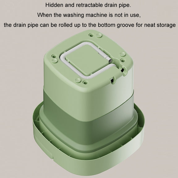 Fully Automatic Mini Foldable Washing Machine With Dehydration Function, Size: AU Plug(Green)