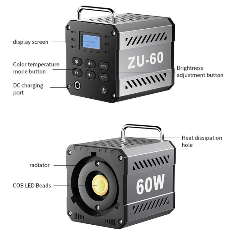 Desiontal ZU-60 60W Hand-Held Camera Light High Power Fill Light, EU Plug, Spec: Standard - free shipping - PMC Jewellery - Order now!