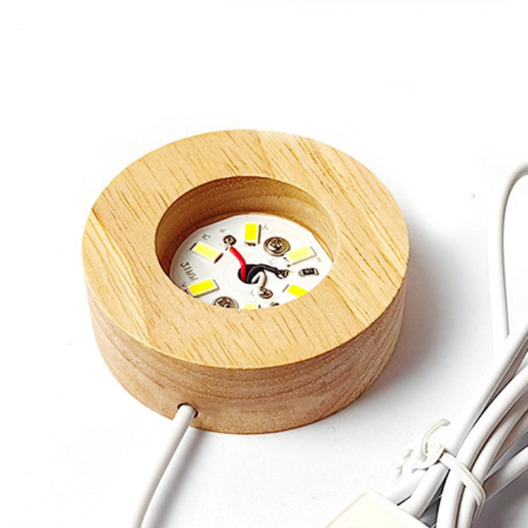LED Light Solid Wood Luminous Base for Resin Art Acrylic Glass Lights Round 10x2cm(Warm Light) - free shipping - PMc TechLife - Order now!