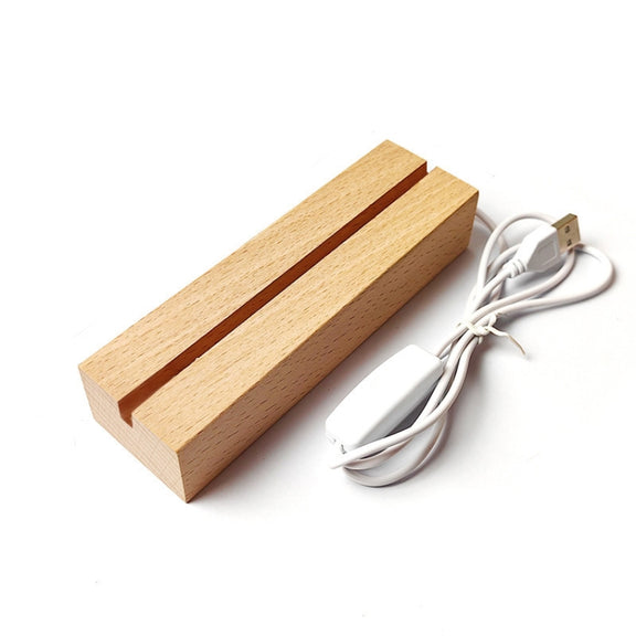LED Light Solid Wood Luminous Base for Resin Art Acrylic Glass Lights Rectangular Slot 15cm(White Light)
