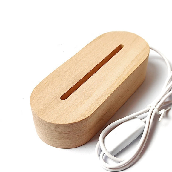 LED Light Solid Wood Luminous Base for Resin Art Acrylic Glass Lights Oval  15cm(Warm Light)