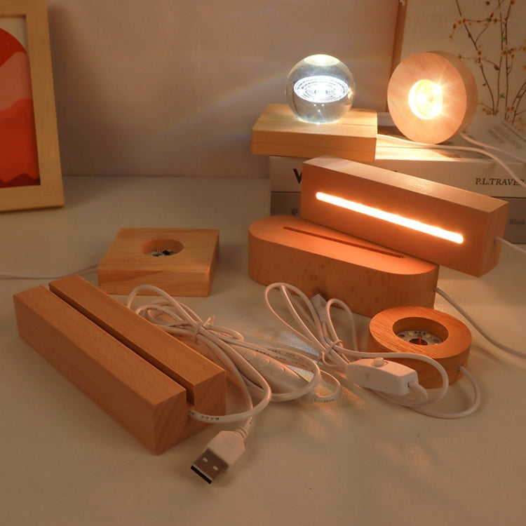 LED Light Solid Wood Luminous Base for Resin Art Acrylic Glass Lights Rectangular Slot 15cm(White Light)