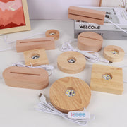 LED Light Solid Wood Luminous Base for Resin Art Acrylic Glass Lights Oval  15cm(Three-color Light)