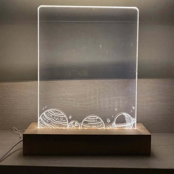 LED Light Solid Wood Luminous Base for Resin Art Acrylic Glass Lights Rectangular Slot 15cm(White Light)
