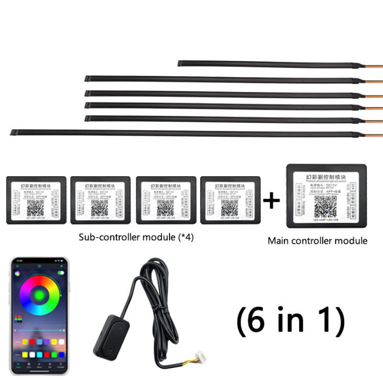 6 in 1 Car Hidden Acrylic LED Colorful Decorative Atmosphere Light Strip - Atmosphere lights by PMC Jewellery | Online Shopping South Africa | PMC Jewellery | Buy Now Pay Later Mobicred