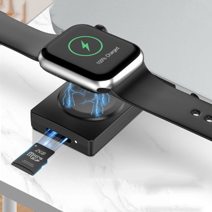S02 For Apple Watch Series USB Magnetic Watch Wireless Charger With Card Reader Function(Black) - Charger / Holder by PMC Jewellery | Online Shopping South Africa | PMC Jewellery | Buy Now Pay Later Mobicred