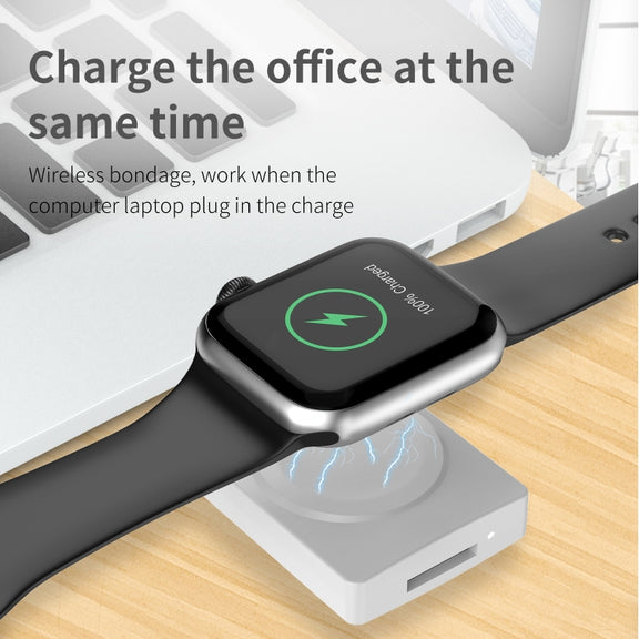 S02 For Apple Watch Series USB Magnetic Watch Wireless Charger With Card Reader Function(White)