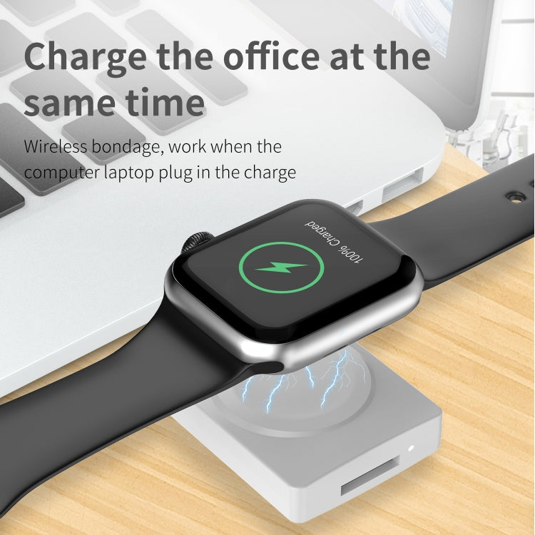 S02 For Apple Watch Series USB Magnetic Watch Wireless Charger With Card Reader Function(White)