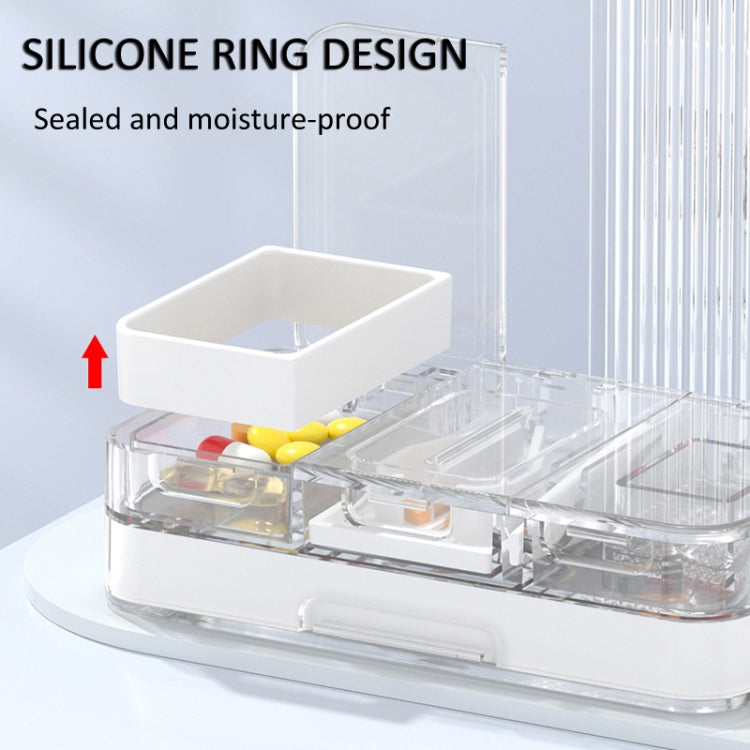 3 In 1 Double-layer Cutting and Grinding Medicine Box Travel Pill Organizer Case(White)