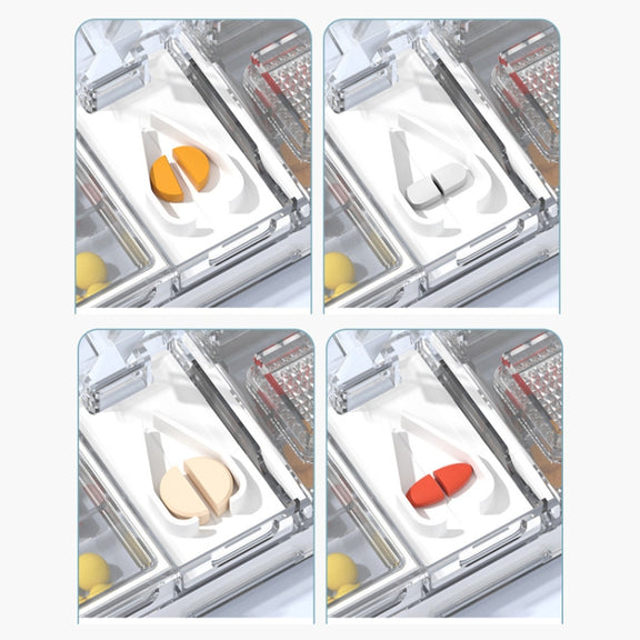 3 In 1 Double-layer Cutting and Grinding Medicine Box Travel Pill Organizer Case(White)