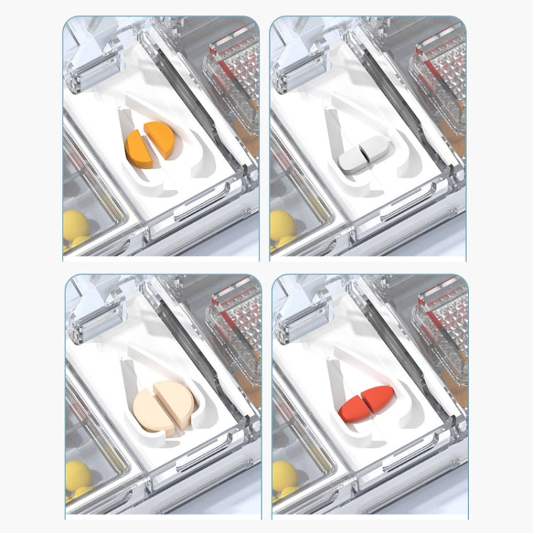 3 In 1 Double-layer Cutting and Grinding Medicine Box Travel Pill Organizer Case(White)