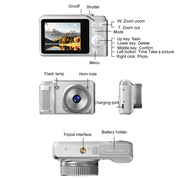 1080P HD Student Retro Digital Card Camera, Color: Black