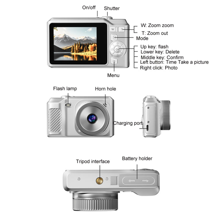 1080P HD Student Retro Digital Card Camera, Color: Black