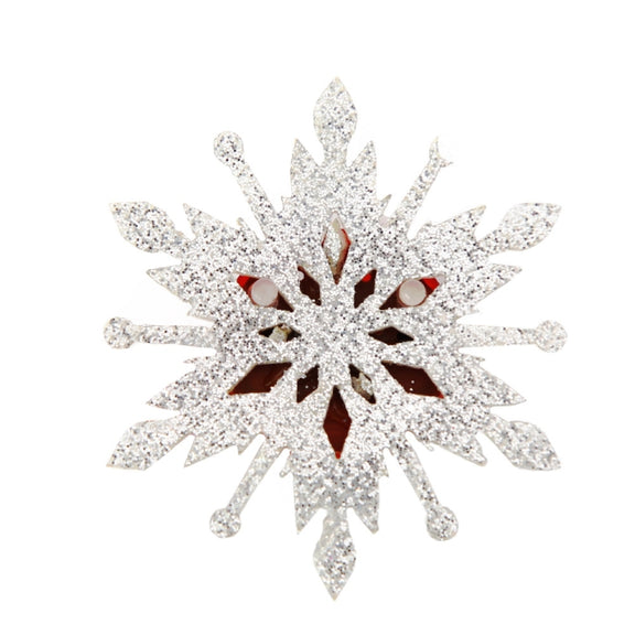 Cartoon Luminous Brooch Decoration Christmas Children and Adult Dress-up Props(Snowflake)
