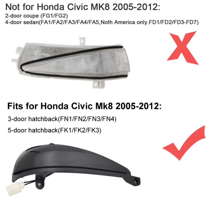 1pair For Honda Civic 8th Rearview Mirror Turn Signal Indicator Lights(Single Yellow Light Running) - Arrow Turn Lights by PMC Jewellery | Online Shopping South Africa | PMC Jewellery | Buy Now Pay Later Mobicred