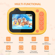 D60 3m Water-resistant 2K HD 10X 2.4-inch Outdoor Photo Video Recording Children Mini Camera(Yellow)
