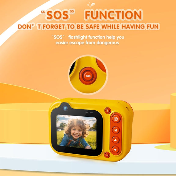 D60 3m Water-resistant 2K HD 10X 2.4-inch Outdoor Photo Video Recording Children Mini Camera(Yellow)