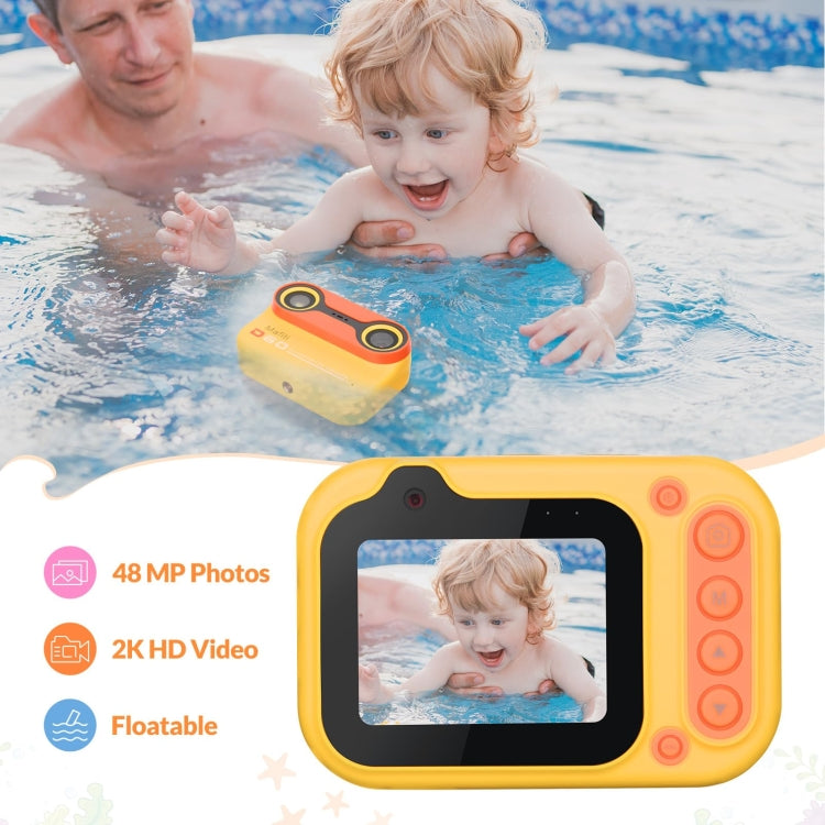 D60 3m Water-resistant 2K HD 10X 2.4-inch Outdoor Photo Video Recording Children Mini Camera(Yellow)