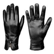 Women Sheepskin Wool Fleece Lined Windproof Warm Gloves Touchscreen Thick Snow Driving Gloves, Size: L(Black)