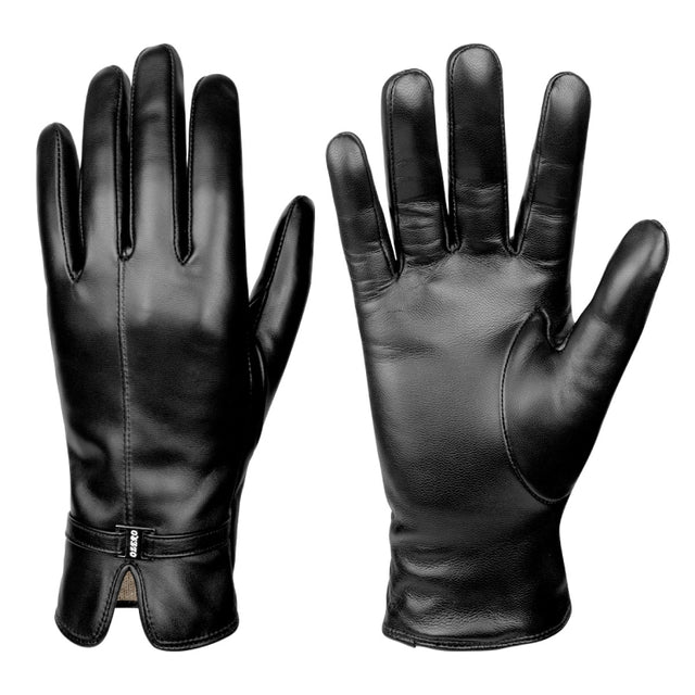 Women Sheepskin Wool Fleece Lined Windproof Warm Gloves Touchscreen Thick Snow Driving Gloves, Size: XL(Black)