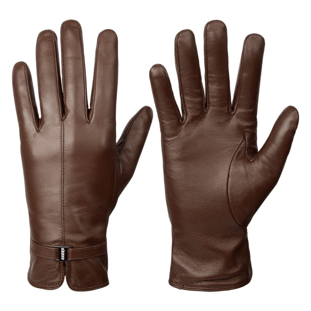 Women Sheepskin Wool Fleece Lined Windproof Warm Gloves Touchscreen Thick Snow Driving Gloves, Size: XL(Coffee)