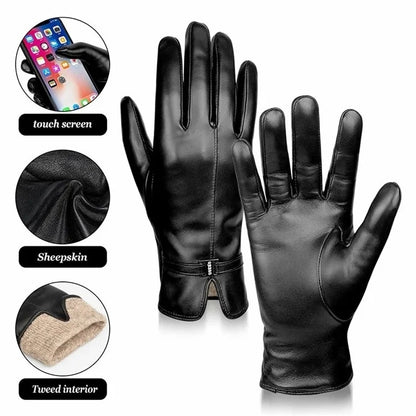 Women Sheepskin Wool Fleece Lined Windproof Warm Gloves Touchscreen Thick Snow Driving Gloves, Size: XL(Black) - Full Finger Gloves by PMC Jewellery | Online Shopping South Africa | PMC Jewellery | Buy Now Pay Later Mobicred