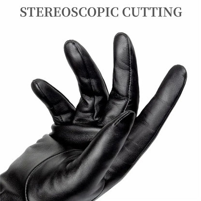 Women Sheepskin Wool Fleece Lined Windproof Warm Gloves Touchscreen Thick Snow Driving Gloves, Size: XL(Black) - Full Finger Gloves by PMC Jewellery | Online Shopping South Africa | PMC Jewellery | Buy Now Pay Later Mobicred