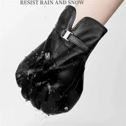 Women Sheepskin Wool Fleece Lined Windproof Warm Gloves Touchscreen Thick Snow Driving Gloves, Size: M(Red)