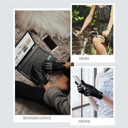 Women Sheepskin Wool Fleece Lined Windproof Warm Gloves Touchscreen Thick Snow Driving Gloves, Size: L(Black)