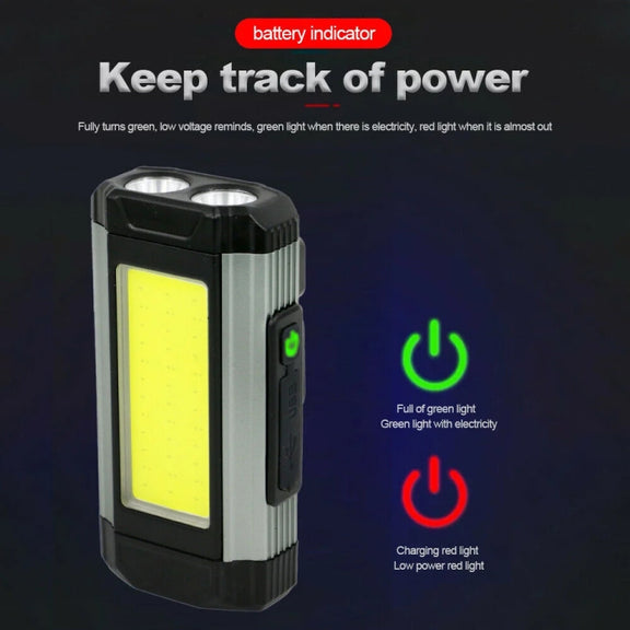 E-SMARTER K011 USB Rechargeable Repair Light With Magnet COB Strong Light Flashlight, Style: B Simple Silver