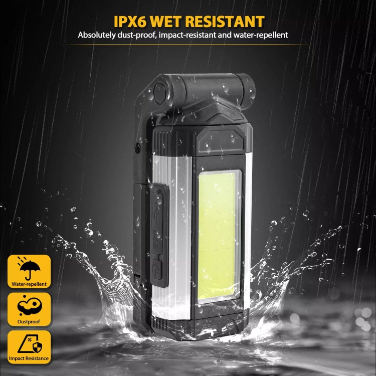 E-SMARTER K011 USB Rechargeable Repair Light With Magnet COB Strong Light Flashlight, Style: B Simple Silver