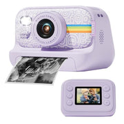 2.0-Inch LED Flash 1080P HD Recording Photo Printing Camera With 3-Rolls Paper, Color: Purple+32G
