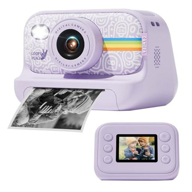 2.0-Inch LED Flash 1080P HD Recording Photo Printing Camera With 3-Rolls Paper, Color: Purple