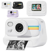 2.0-Inch LED Flash 1080P HD Recording Photo Printing Camera With 3-Rolls Paper, Color: Purple+32G