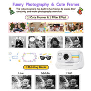 2.0-Inch LED Flash 1080P HD Recording Photo Printing Camera With 3-Rolls Paper, Color: White+32G