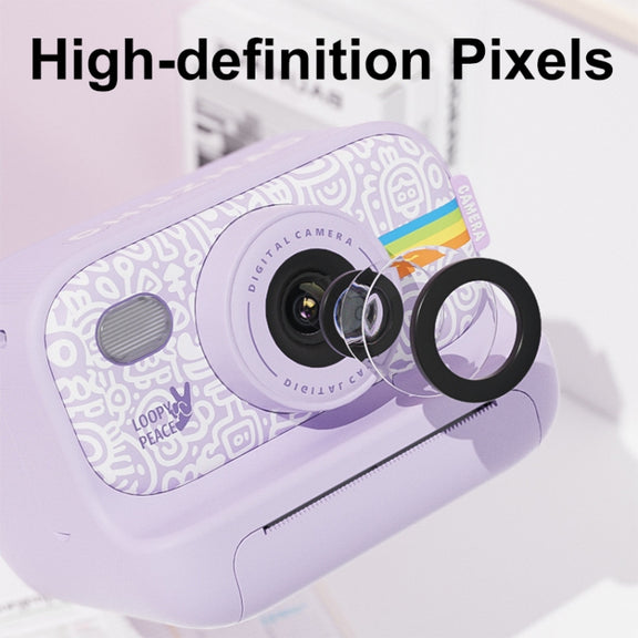 2.0-Inch LED Flash 1080P HD Recording Photo Printing Camera With 3-Rolls Paper, Color: Black