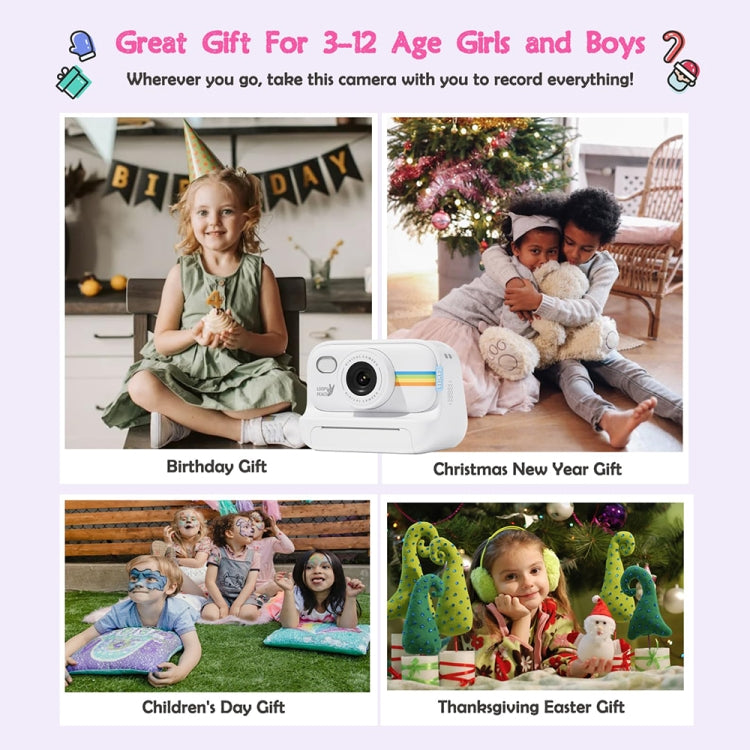 2.0-Inch LED Flash 1080P HD Recording Photo Printing Camera With 3-Rolls Paper, Color: Purple+32G - Children Cameras by PMC TechLife | Online Shopping South Africa | PMC TechLife | Buy Now Pay Later Mobicred