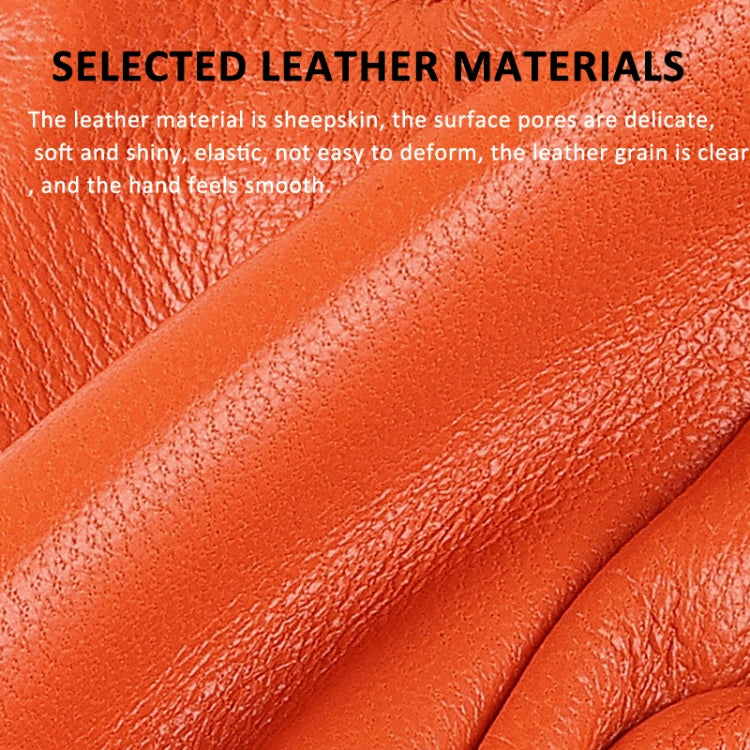 OZERO Women Sheepskin Warm Gloves with Fleece Lining Split Finger Elasticated Gloves, Size: M(Red)