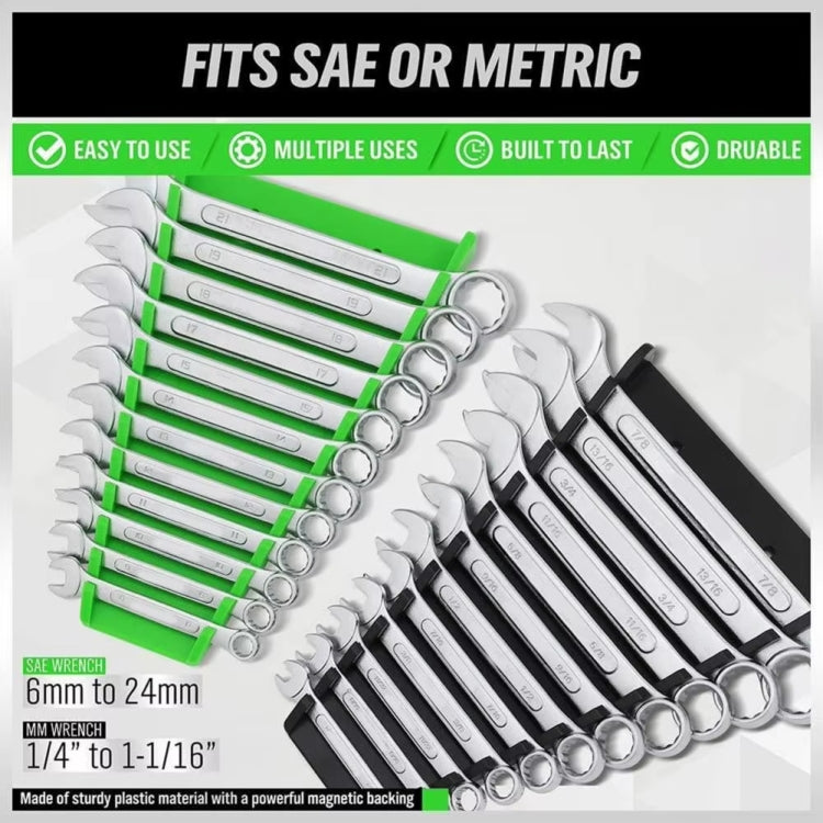 12-Slot Plastic Magnetic Removable Tray Wrench Storage Bracket(Black+Green) - Other Tools by PMC TechLife | Online Shopping South Africa | PMC TechLife | Buy Now Pay Later Mobicred