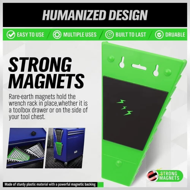 12-Slot Plastic Magnetic Removable Tray Wrench Storage Bracket(Black+Green) - Other Tools by PMC TechLife | Online Shopping South Africa | PMC TechLife | Buy Now Pay Later Mobicred