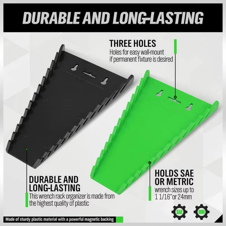 12-Slot Plastic Magnetic Removable Tray Wrench Storage Bracket(Black+Green) - Other Tools by PMC TechLife | Online Shopping South Africa | PMC TechLife | Buy Now Pay Later Mobicred