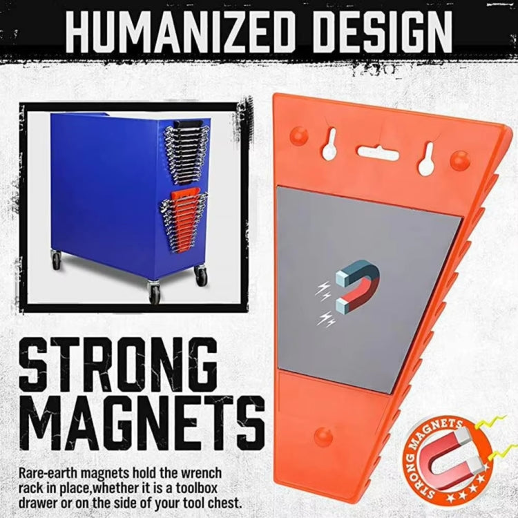 12-Slot Plastic Magnetic Removable Tray Wrench Storage Bracket(Black+Green) - Other Tools by PMC TechLife | Online Shopping South Africa | PMC TechLife | Buy Now Pay Later Mobicred