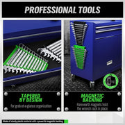 12-Slot Plastic Magnetic Removable Tray Wrench Storage Bracket(Black+Blue)
